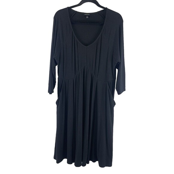 Torrid Mini Foxy Rib Fit And Flare Dress Black V-Neck Stretch 40836515 Womens 2X - Picture 2 of 11